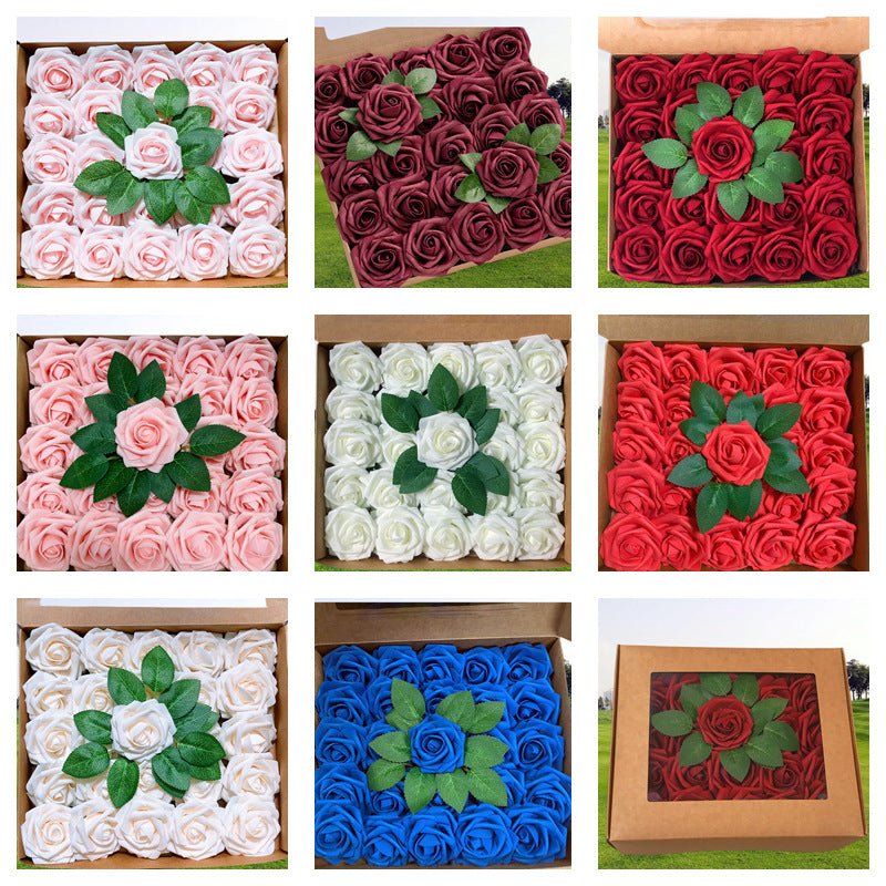 Rosas artificiales de 9" x 3" 25 piezas para bodas y eventos - Blanco
