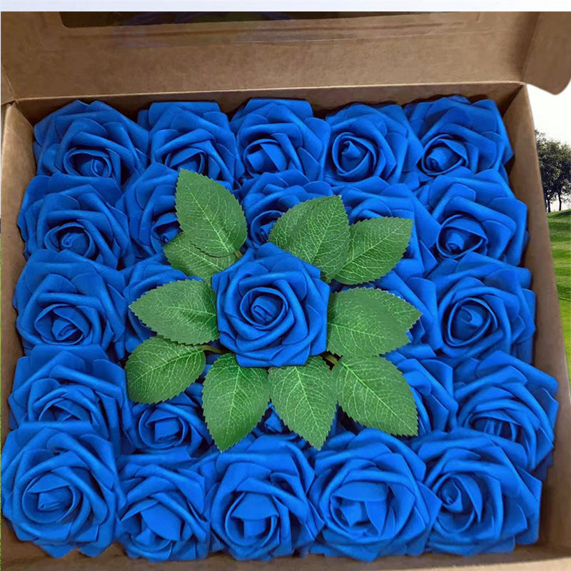 Rosas artificiales de 9" x 3" 25 piezas para bodas y eventos - Ocean azul