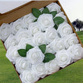 Rosas artificiales de 9" x 3" 25 piezas para bodas y eventos - Canary amarillo