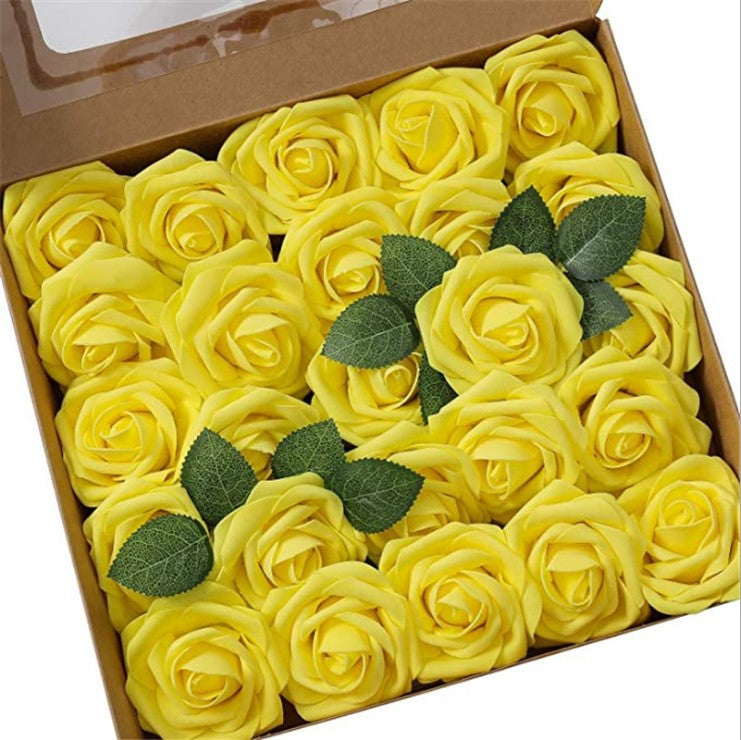 Rosas artificiales de 9" x 3" 25 piezas para bodas y eventos - Naranja