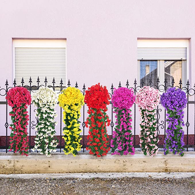 Flores artificiales con resistencia a los rayos UV de 35" x 20" 2 piezas para jardín, balcón y terraza - Amarillo