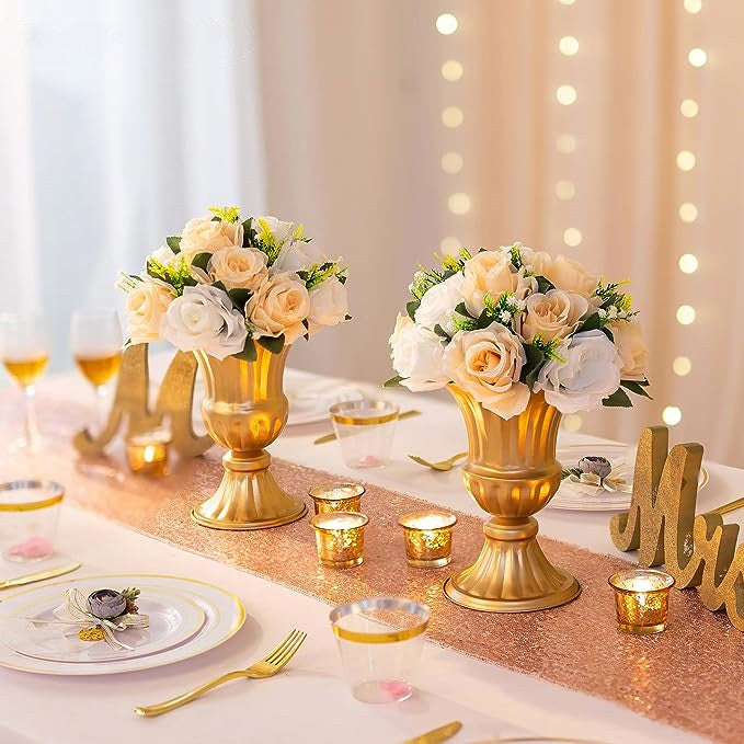 Rosas artificiales de 5" x 9" 2 piezas para bodas y eventos - Morado/blanco