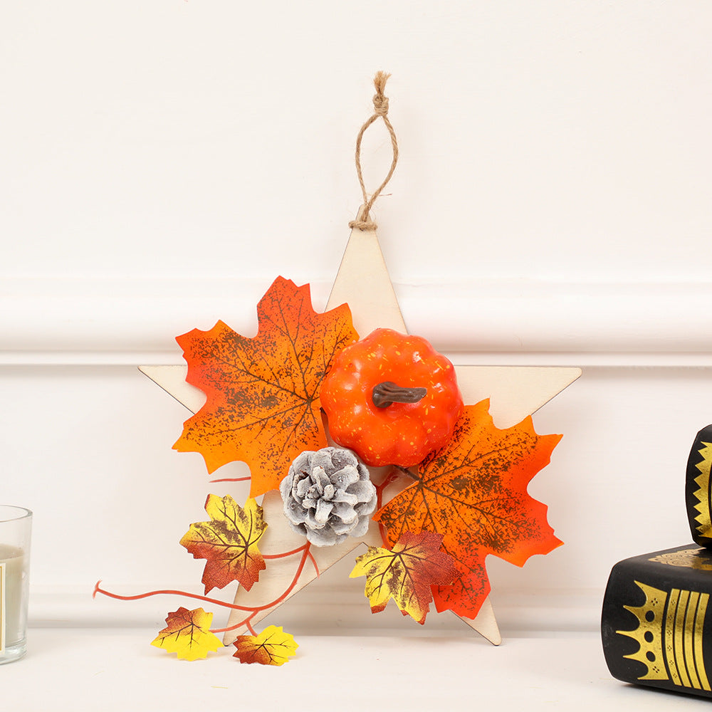 Calabazas artificiales para decoración del hogar - 11 inch pentagram maple leaf pendant-4 Naranja