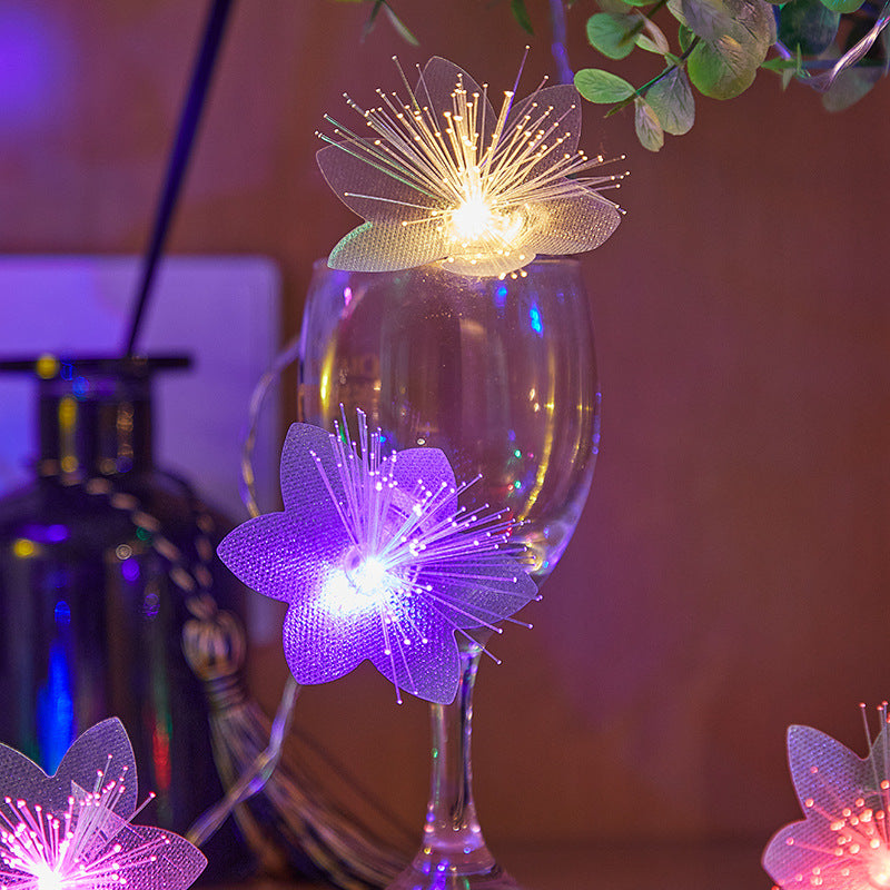 Flores artificiales con resistencia a los rayos UV para jardín, balcón y terraza - Blanco cálido Usb version