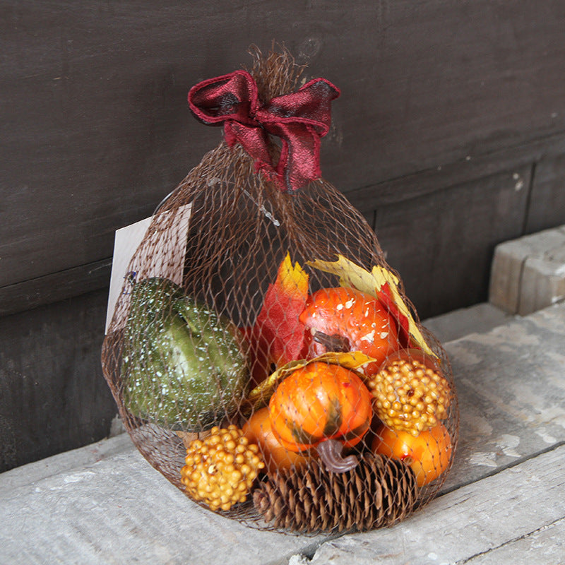 Calabazas artificiales de 4" x 2" para decoración del hogar - Trumpet: 12 fruits + 6 leaves