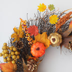 Calabazas artificiales para decoración del hogar - Berry maple leaf wreath Naranja