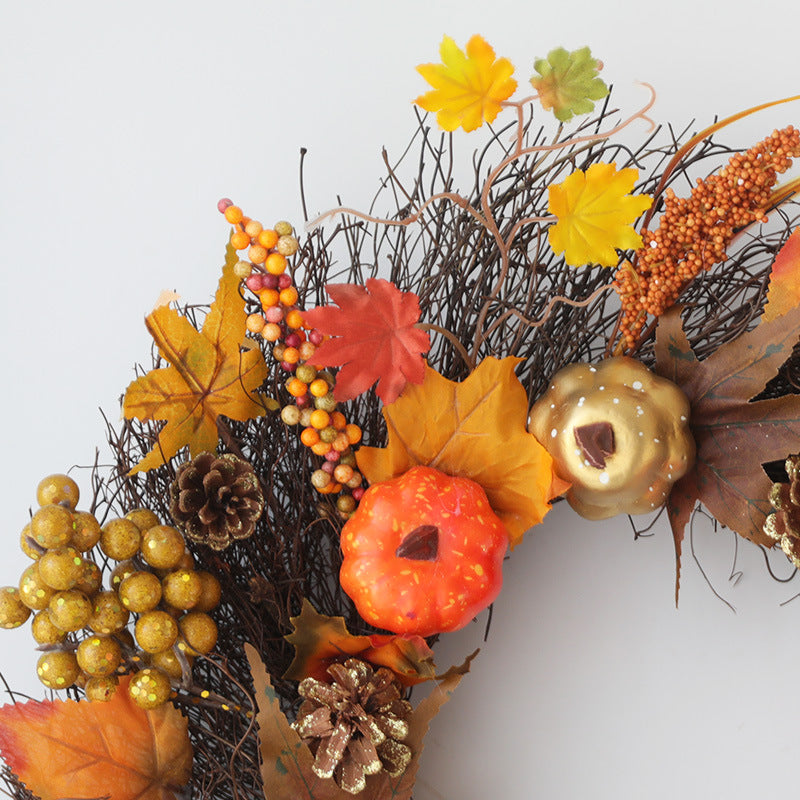 Calabazas artificiales para decoración del hogar - Berry maple leaf wreath Naranja