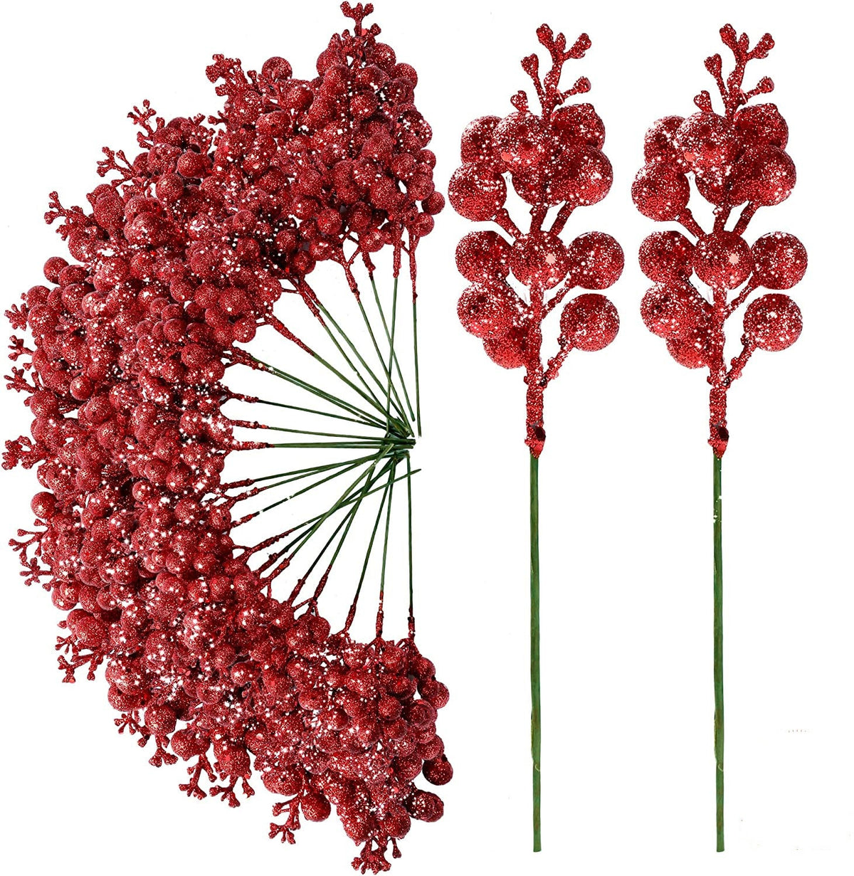 Bayas decorativas artificiales de 8" x 3" 30 piezas para decoración navideña