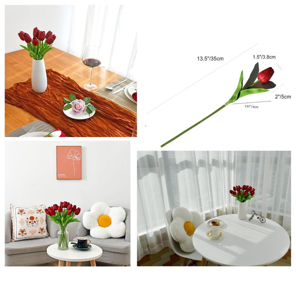 Tulipanes artificiales de 3.5" 20 tallos para bodas y eventos - Crema