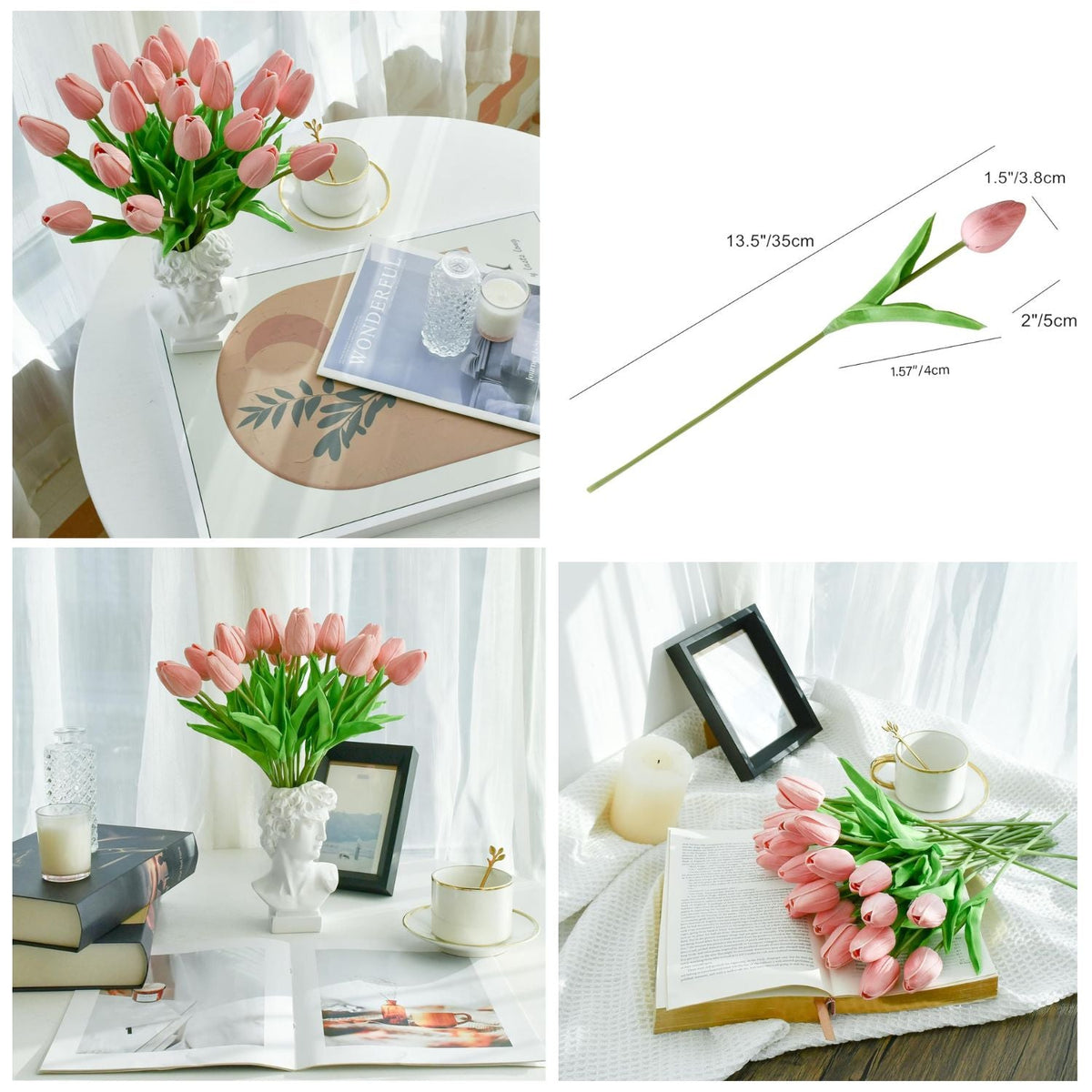 Tulipanes artificiales de 3.5" 20 tallos para bodas y eventos