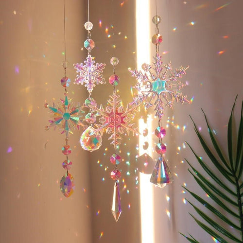 Adorno colgante artificial 4 piezas para decoración de interiores - Clear/rainbow