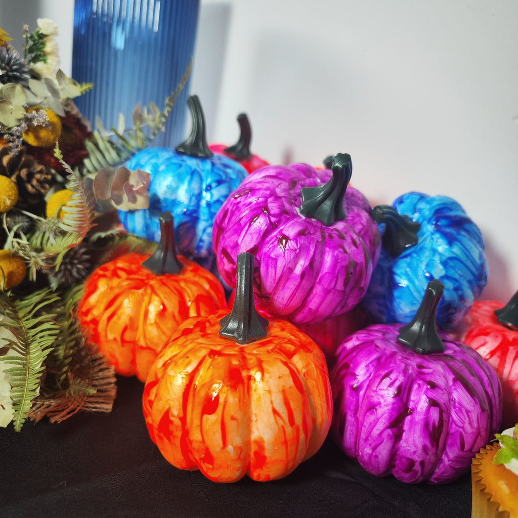 Calabazas artificiales de 3" x 3" 3 piezas para decoración del hogar - Naranja