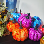 Calabazas artificiales de 3" x 3" 3 piezas para decoración del hogar - Naranja