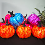Calabazas artificiales de 3" x 3" 3 piezas para decoración del hogar - Azul