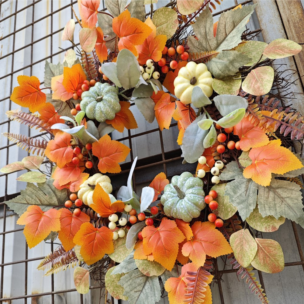 Calabazas artificiales de 17" x 17" para decoración de interiores - Naranja 21.6"