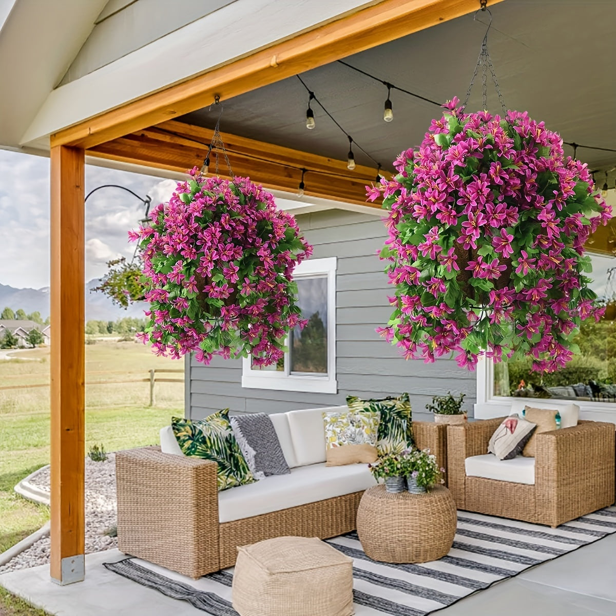 Orquídeas artificiales con resistencia a los rayos UV de 32" x 15" para jardín, balcón y terraza