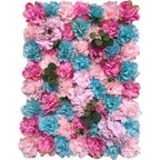 Peonías artificiales con resistencia a los rayos UV para jardín, balcón y terraza - Pack of 4 panels Azul&rosa