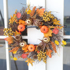 Calabazas artificiales para decoración del hogar - Dorado pumpkin berry maple sun circle Naranja