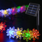 Lotos artificiales con resistencia a los rayos UV de 200" x 5" para jardín, balcón y terraza - 5 m/16.4 ft Multicolor lights
