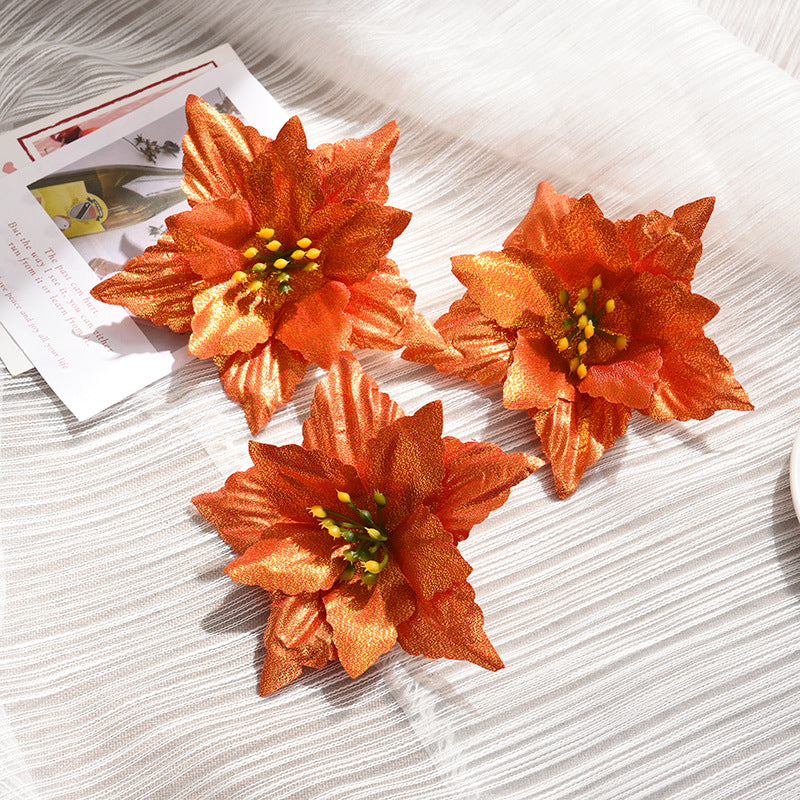 Flores de Pascua artificiales de 5" x 5" 50 piezas para decoración navideña - Azul