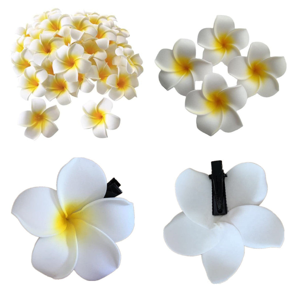 Cabezas de flores artificiales de 2" x 4" 10 piezas para bodas y eventos - Blanco/amarillo