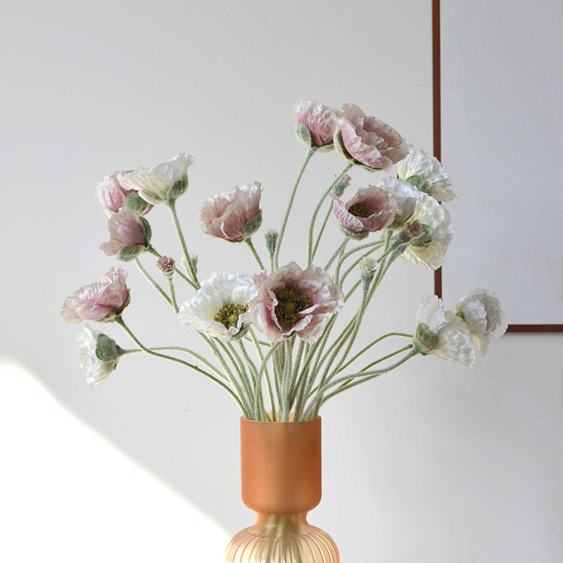 Amapolas artificiales de 25.5" para bodas y eventos - Champán/blanco