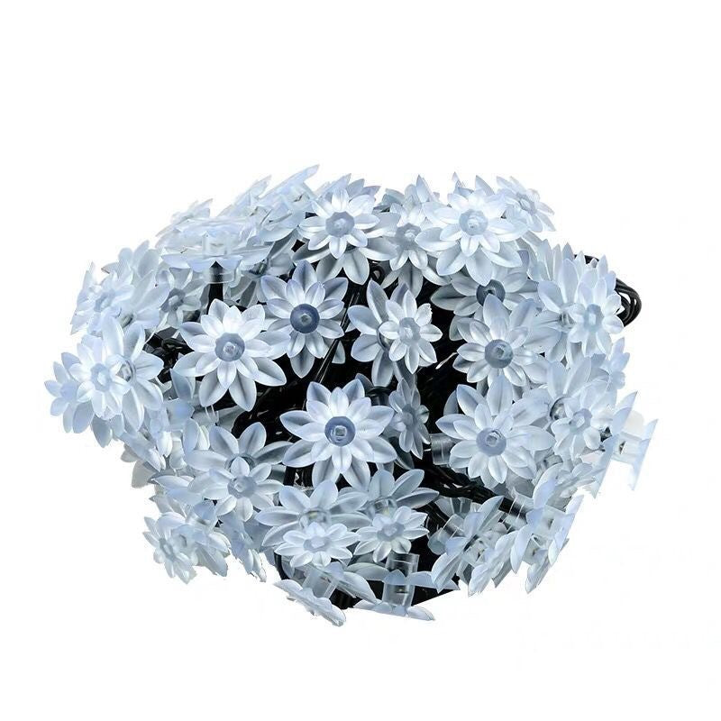 Lotos artificiales con resistencia a los rayos UV de 200" x 5" para jardín, balcón y terraza - 12 m/39.3 ft Multicolor lights
