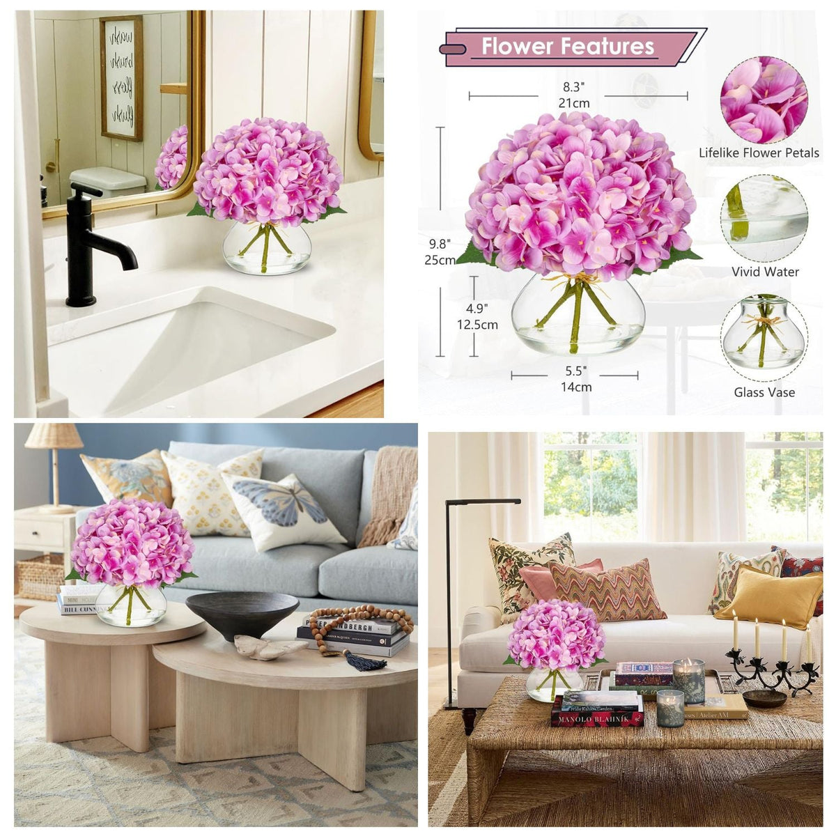 Hortensias artificiales para decoración de interiores
