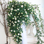 Rosas artificiales con resistencia a los rayos UV de 68" x 10" 2 piezas para jardín, balcón y terraza - Blanco