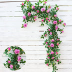Rosas artificiales con resistencia a los rayos UV de 68" x 10" 2 piezas para jardín, balcón y terraza