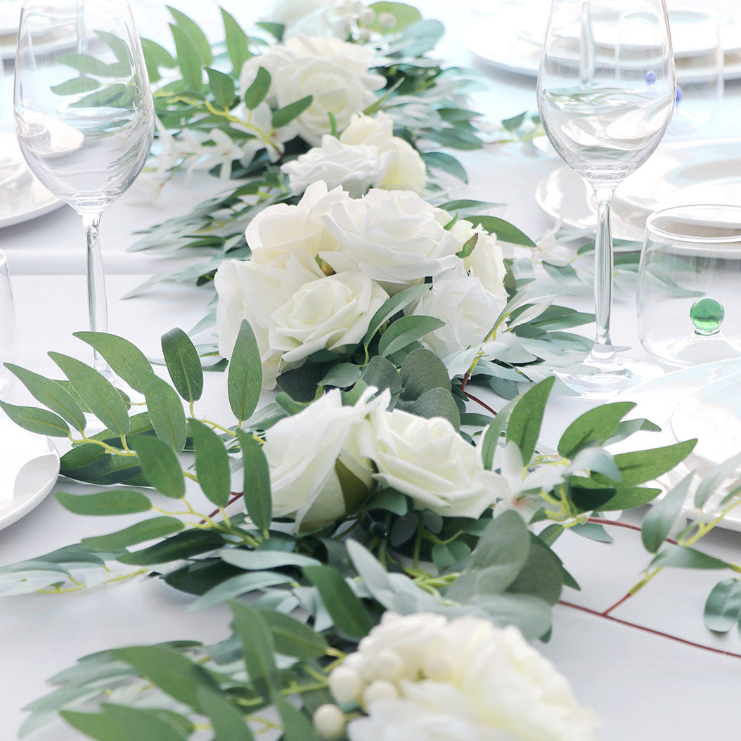 Eucalipto artificial de 72" x 10" para bodas y eventos - Blanco