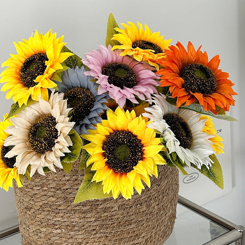 Girasoles artificiales de 34" x 25" 6 piezas para jardín, balcón y terraza - Multicolor