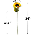 Girasoles artificiales de 34" x 25" 6 piezas para jardín, balcón y terraza