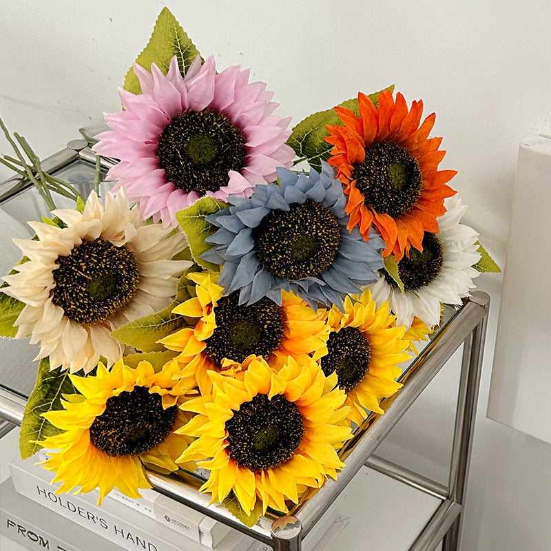 Girasoles artificiales de 34" x 25" 6 piezas para jardín, balcón y terraza