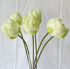 Lotos artificiales de 28" para decoración del hogar, eventos y escaparates - Blanco verde