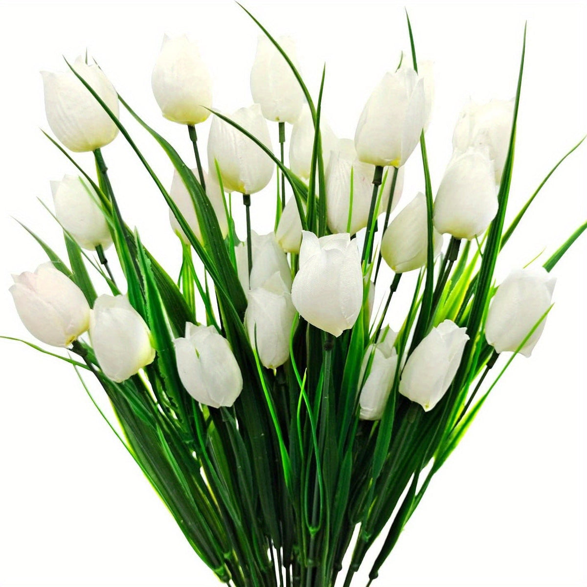 Tulipanes artificiales con resistencia a los rayos UV de 16" x 7" para jardín, balcón y terraza