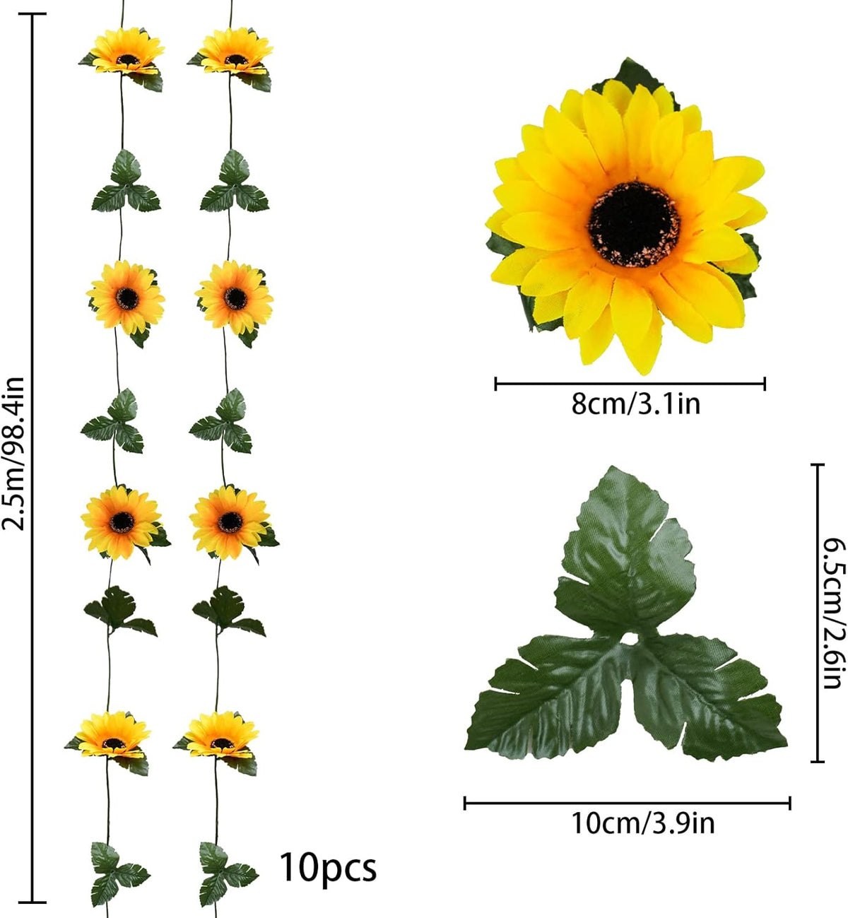 Girasoles artificiales con resistencia a los rayos UV para jardín, balcón y terraza