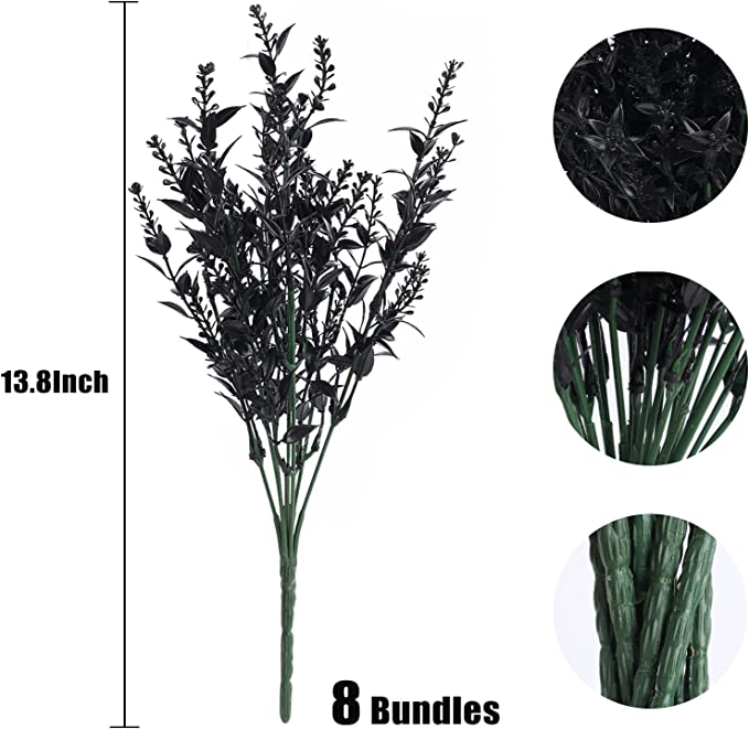 Lavanda artificial con resistencia a los rayos UV de 13" x 10" 8 piezas para jardín, balcón y terraza