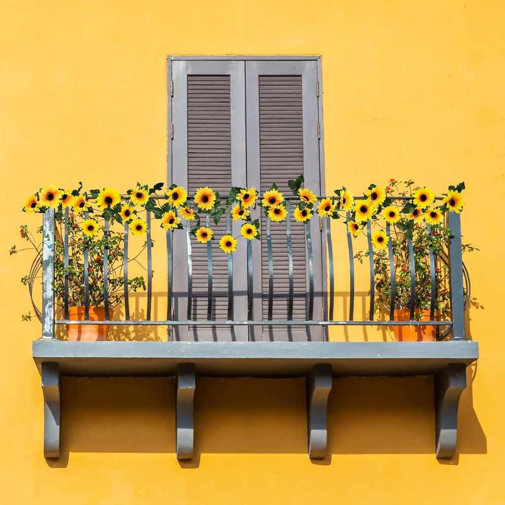 Girasoles artificiales con resistencia a los rayos UV para jardín, balcón y terraza