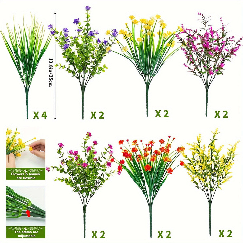 Arbusto artificial con resistencia a los rayos UV de 14" x 15" para jardín, balcón y terraza