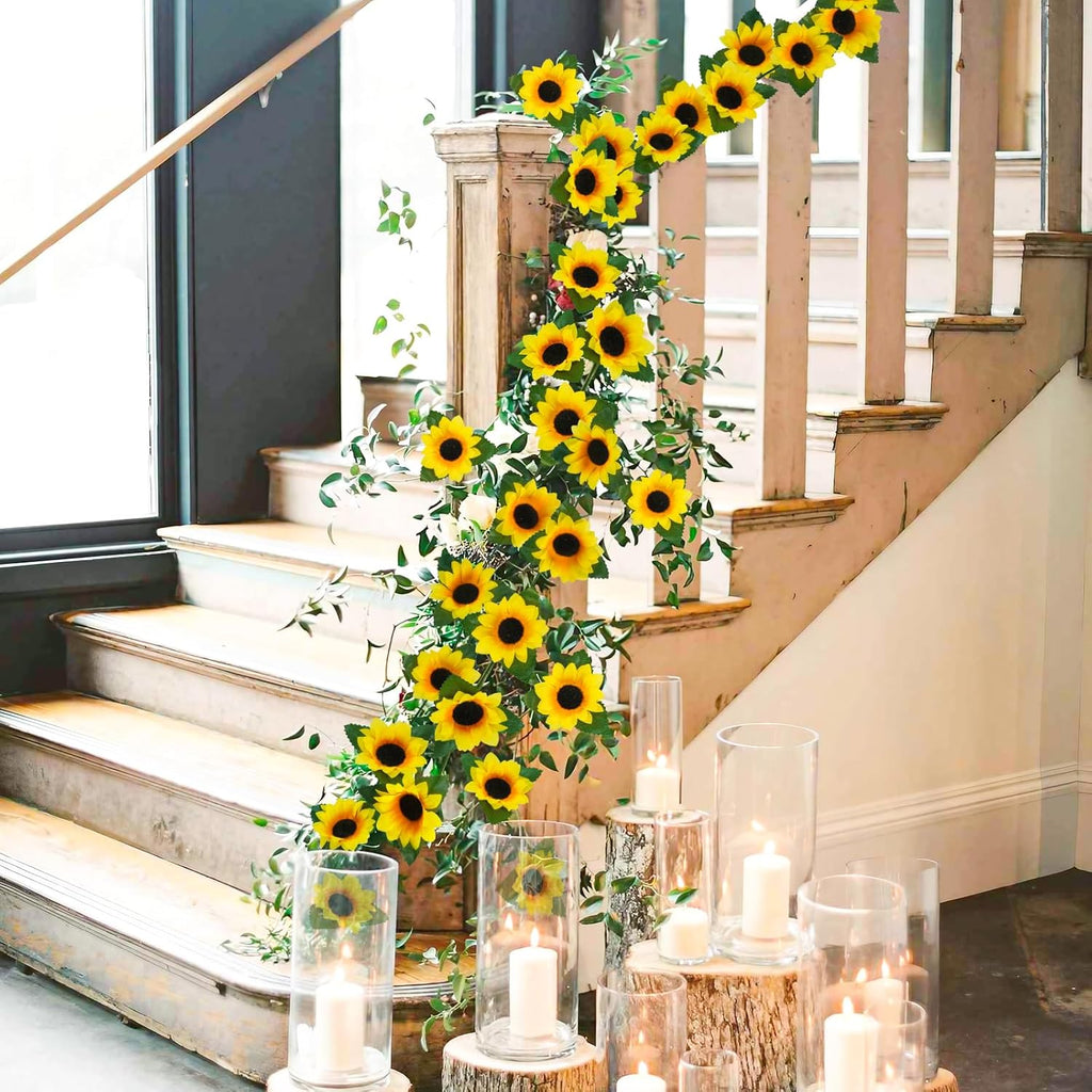 Girasoles artificiales con resistencia a los rayos UV para jardín, balcón y terraza