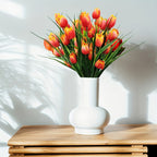 Tulipanes artificiales con resistencia a los rayos UV de 16" x 7" para jardín, balcón y terraza - Blanco
