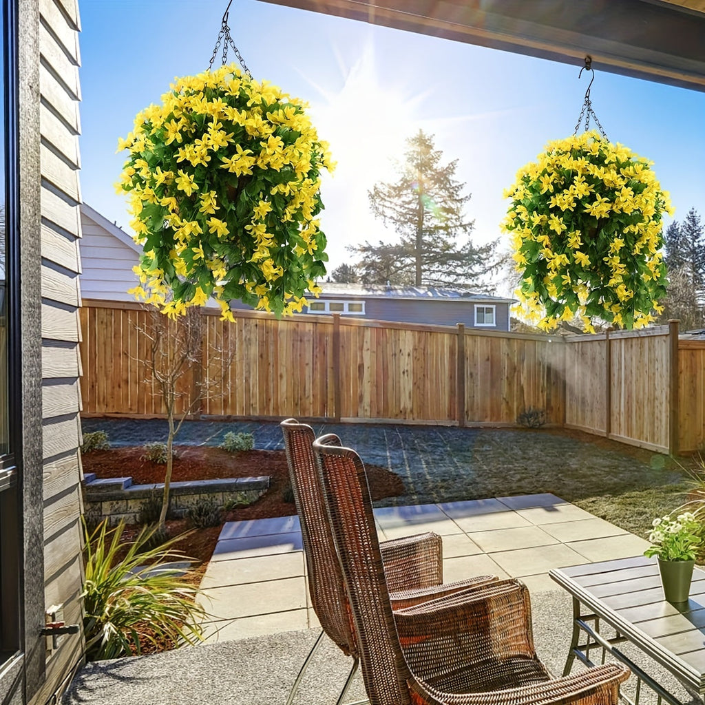 Orquídeas artificiales con resistencia a los rayos UV de 32" x 15" para jardín, balcón y terraza - Blanco