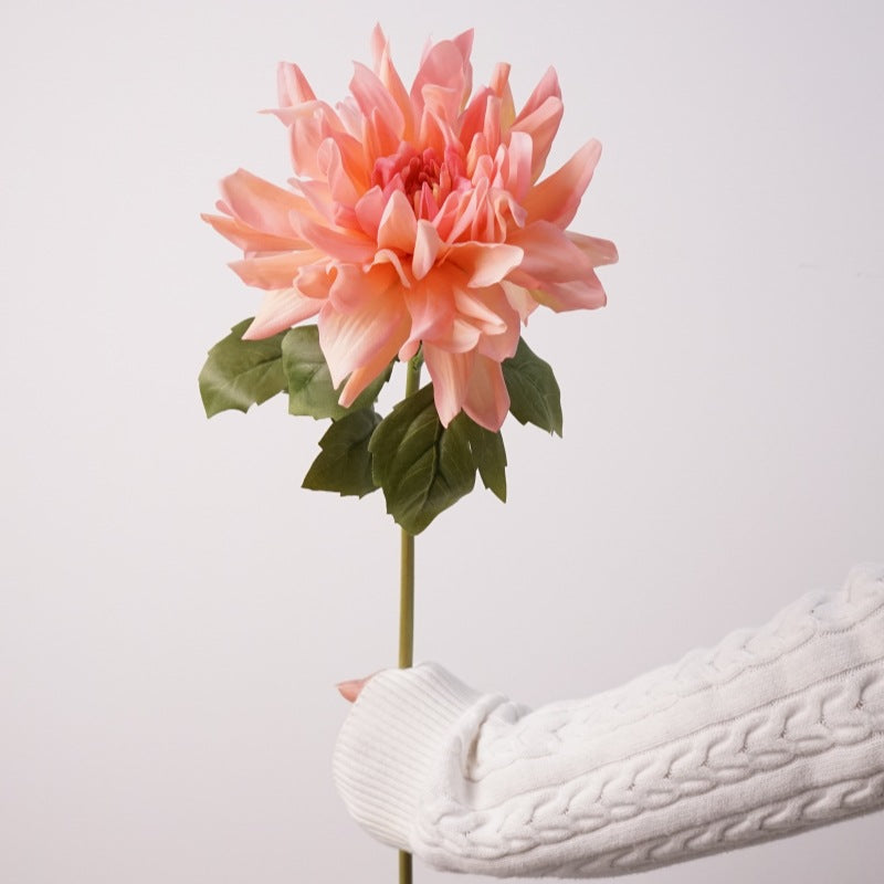 Dalias artificiales con resistencia a los rayos UV con tacto real de 23.6" para jardín, balcón y terraza - Naranja
