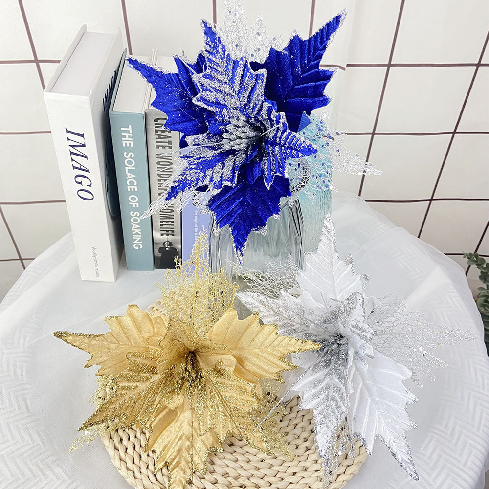 Flores de Pascua artificiales de 10" 5 piezas para bodas y eventos - Dorado
