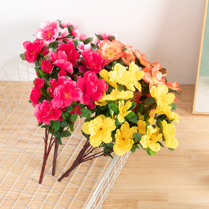 Azaleas artificiales con resistencia a los rayos UV de 15.7" para jardín, balcón y terraza - Morado