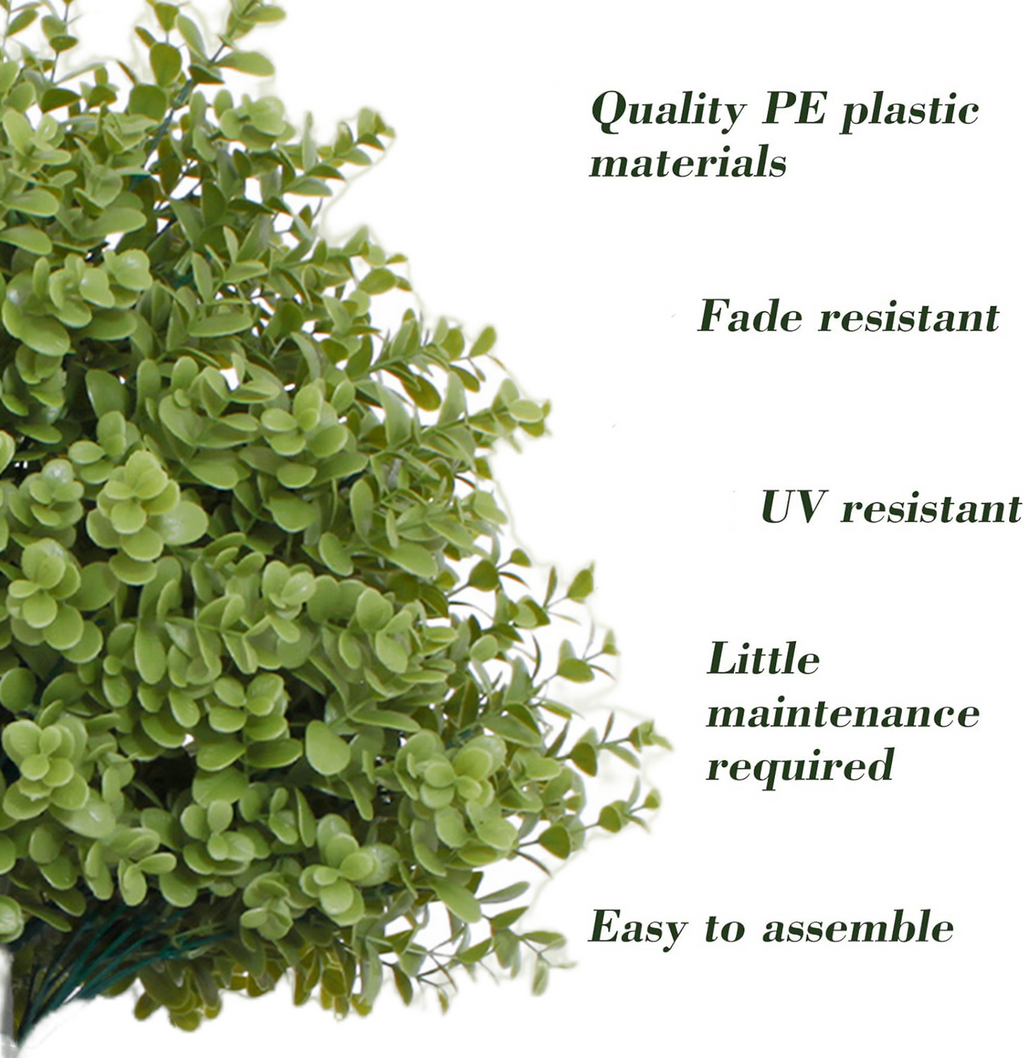 Eucalipto artificial con resistencia a los rayos UV de 25" x 16" para jardín, balcón y terraza