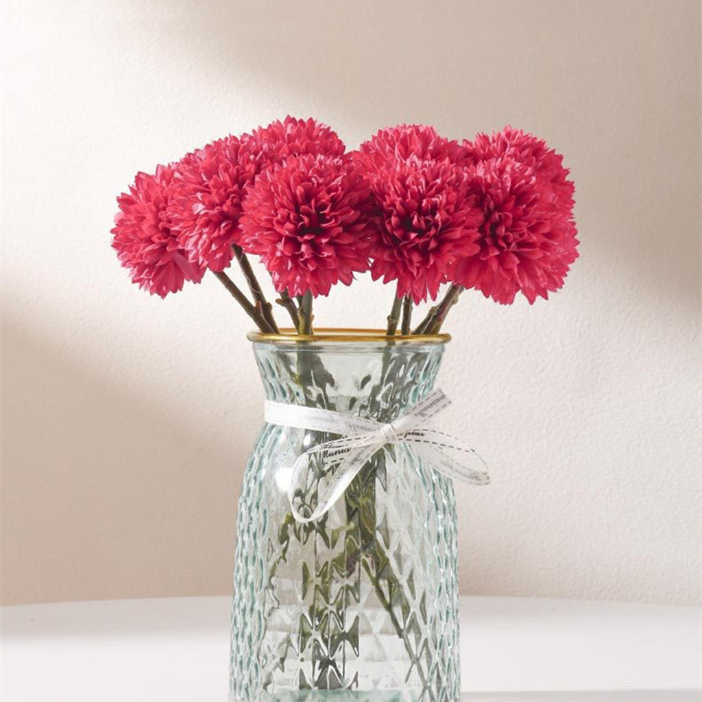 Crisantemos artificiales de 11" 5 piezas para bodas y eventos - Rojo rosa