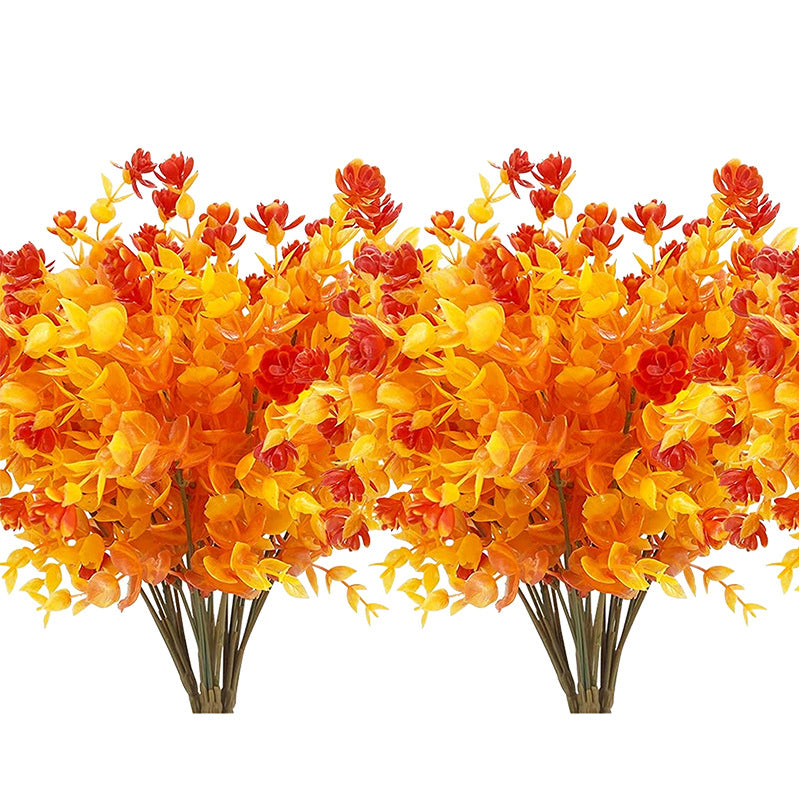 Boj artificial con resistencia a los rayos UV de 13" x 8" para jardín, balcón y terraza - Naranja/amarillo 1 arbusto