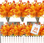 Boj artificial con resistencia a los rayos UV de 13" x 8" para jardín, balcón y terraza - Naranja/amarillo 20 arbustos